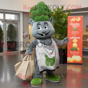 Maskot karakter af en grå...