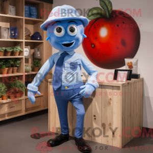 Maskotkarakter af en blå...
