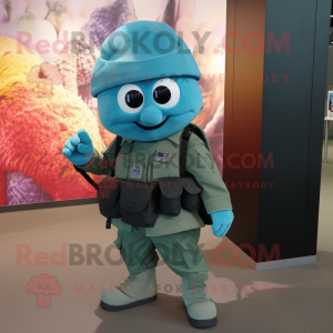 Teal Army Soldier maskot...