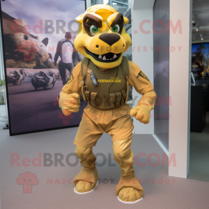 Gold Marine Recon mascot costume character dressed with a Running Shorts and Anklets