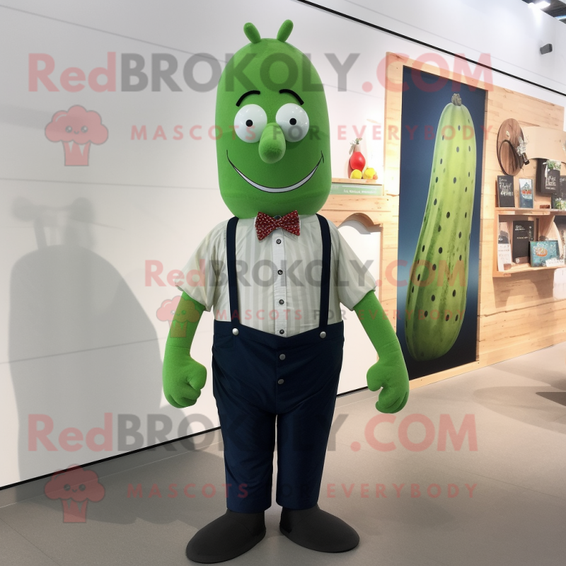 nan Cucumber mascot costume character dressed with a Oxford Shirt and Bow ties