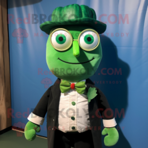 nan Cucumber mascot costume character dressed with a Oxford Shirt and Bow ties