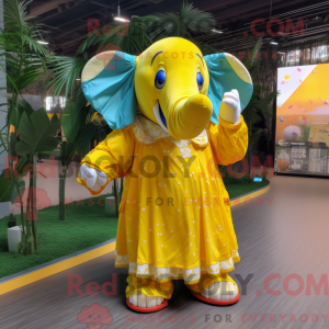 Mascottefiguur van een gele...