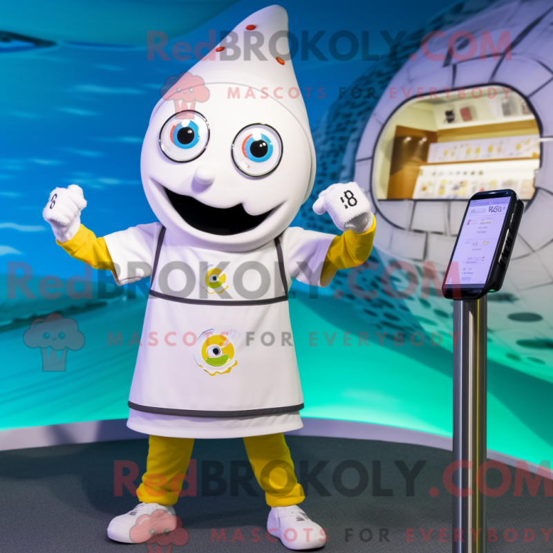 Fantasia de mascote de Aglet bege com maiô e relógios inteligentes - Mascotes Aglet - REBROKO_410848 - RedBrokoly.com
