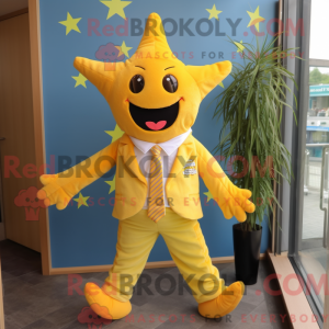 Mascottefiguur van een gele...