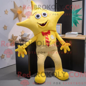 Mascottefiguur van een gele...