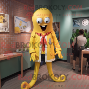 Maskot karakter af en gul...