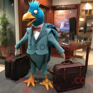 Maskot karakter av en cyan...