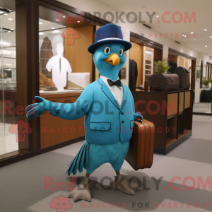 Maskot karakter af en cyan...