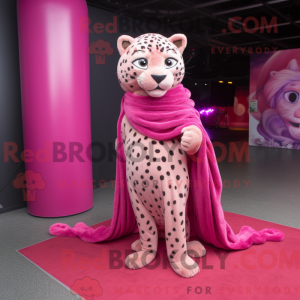 Maskotkarakter av en rosa...