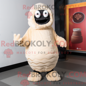 Maskotkarakter av en beige...