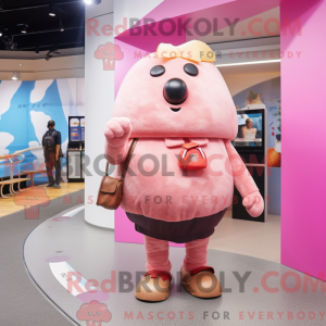 Maskotkarakter av en rosa...
