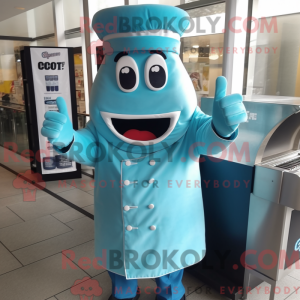 Maskotkarakter av en Cyan...