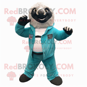 Teal Giant Sloth mascotte...