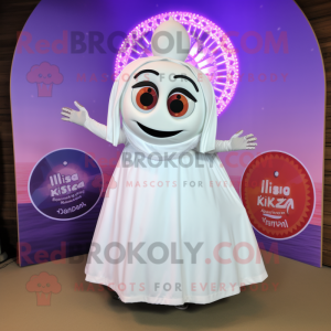 White Tikka Masala mascot costume character dressed with a Circle Skirt and Watches