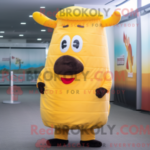 Mascottefiguur van een gele...