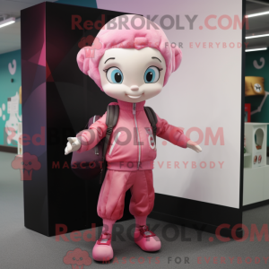 Mascottefiguur van een roze...