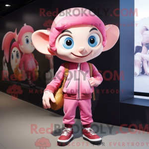 Maskottchenfigur einer rosa...