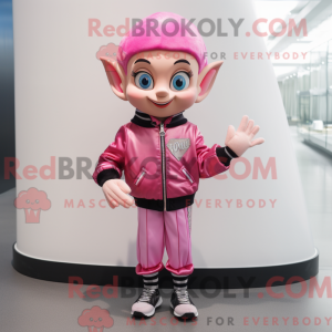Maskottchenfigur einer rosa...