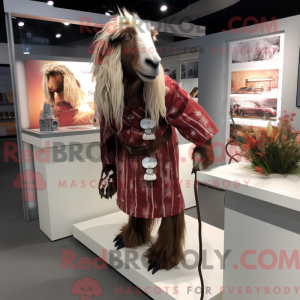 Maskotfigur af en rødbrun...