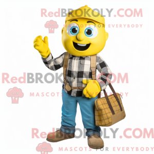 Maskot karaktär av en gul...