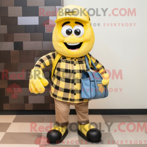 Maskot karakter af en gul...