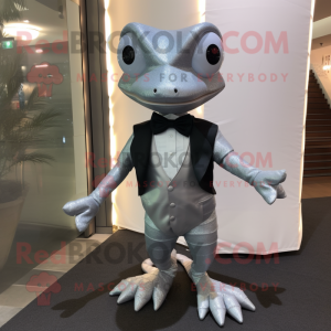 Sølv Geckos maskot kostume...