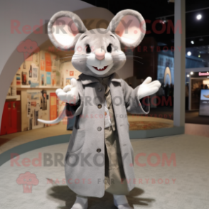 Gray Mouse mascot costume character dressed with a Coat and Cummerbunds