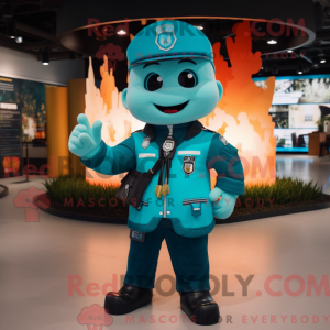 Maskot postava tyrkysového...
