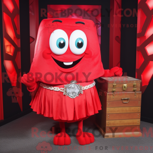 Mascottefiguur van een rode...