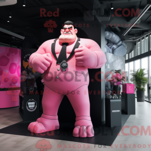 Maskotkarakter av en Pink...