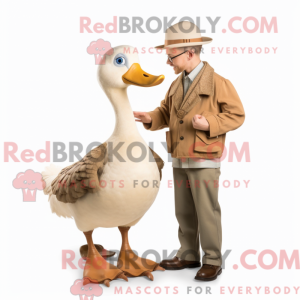 Maskotkarakter av en beige...