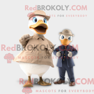 Maskotkarakter af en beige...