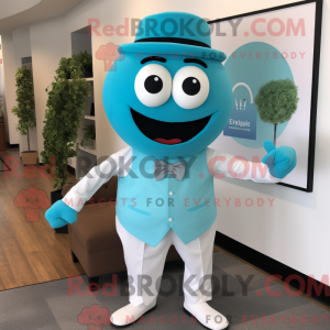 Maskotkarakter av en Cyan...