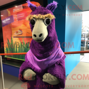 Maskot-karakter av en lilla...