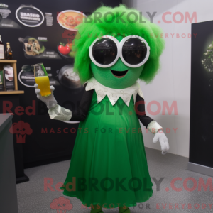 Maskot karakter af en grøn...