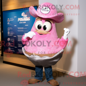 Maskotkarakter av en rosa...