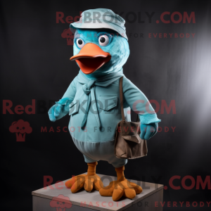 Maskot karaktär av en cyan...