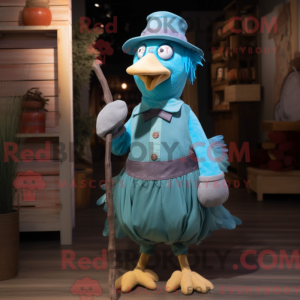 Maskot karakter af en cyan...