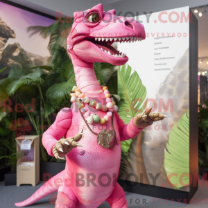 Maskottchenfigur eines rosa...
