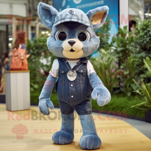 nan Lynx mascot costume character dressed with a Denim Shorts and Berets