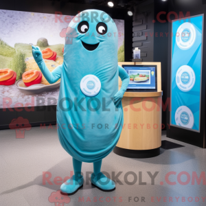 Maskottchenfigur eines Cyan...