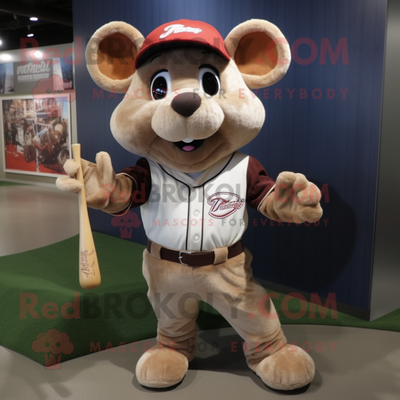 Brown Mouse mascot costume character dressed with a Baseball Tee and Ties Brown Mouse mascot costume character dressed with a Baseball Tee and Ties