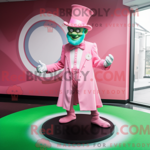 Maskotfigur av en rosa...