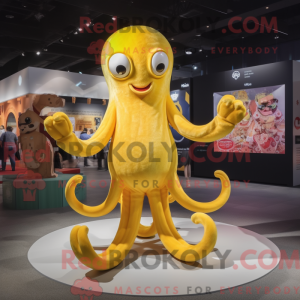 Maskot karakter af en gul...