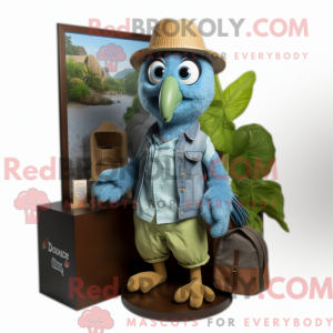 Maskot-karakter av en cyan...
