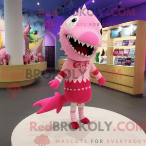 Maskotkarakter af en Pink...