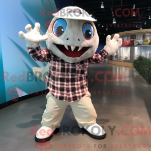 Maskot postava bílé piraně...