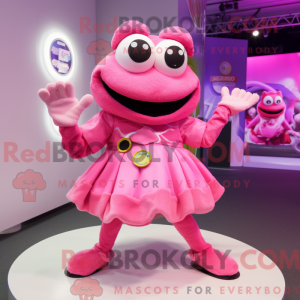 Maskotkarakter av en rosa...