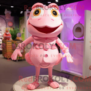 Maskotkarakter av en rosa...